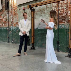 You and I Forever White Off-the-Shoulder Two-Piece Maxi Dress